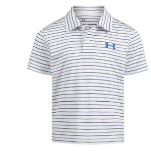 New Under Armour Kids' Match Play Stripe Polo (Toddler) 2T 3T Shirt  WHITE Blue